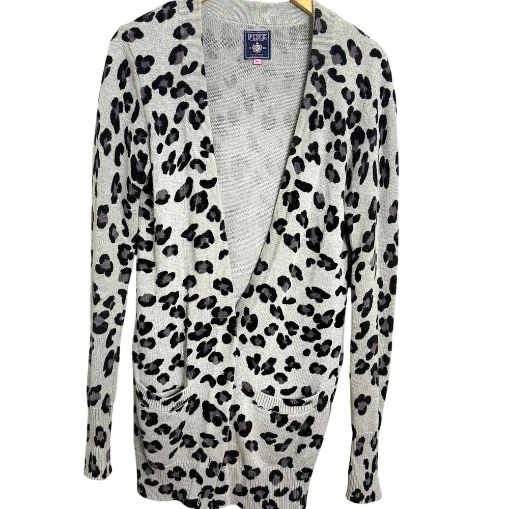 PINK by Victoria's Secret Leopard Print Long‎ Sleeve Cardigan Sweater Size S